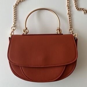 MELIE BIANCO Isabell Vegan Leather Small Crossbody Burnt Orange Brown Bag